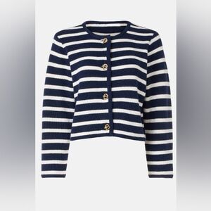 Derek Lam Black and White Striped Cardigan